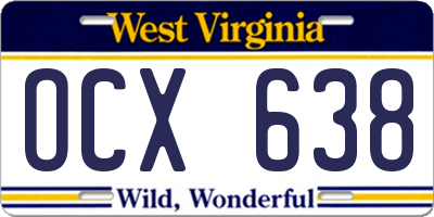 WV license plate OCX638