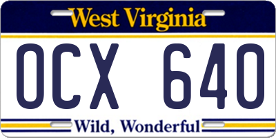 WV license plate OCX640