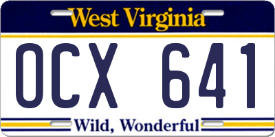 WV license plate OCX641