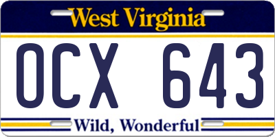 WV license plate OCX643