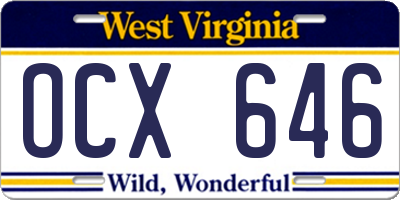 WV license plate OCX646