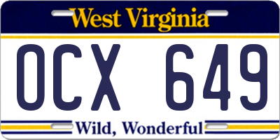 WV license plate OCX649