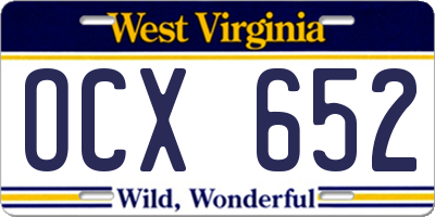 WV license plate OCX652