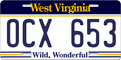 WV license plate OCX653