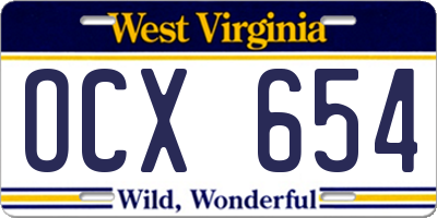WV license plate OCX654