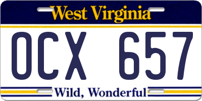WV license plate OCX657
