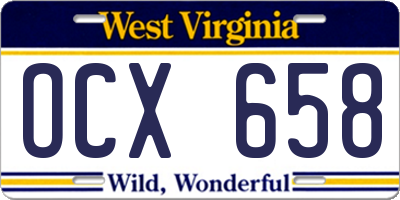 WV license plate OCX658
