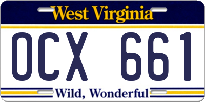 WV license plate OCX661
