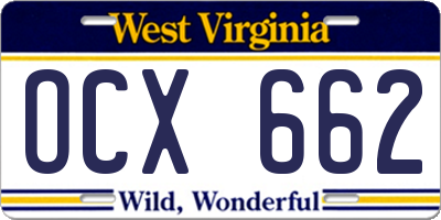 WV license plate OCX662