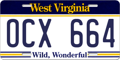 WV license plate OCX664