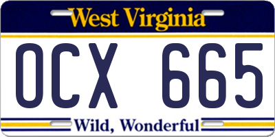 WV license plate OCX665