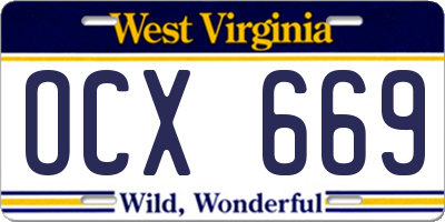 WV license plate OCX669