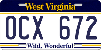 WV license plate OCX672