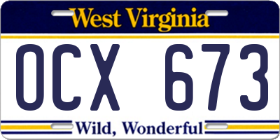 WV license plate OCX673