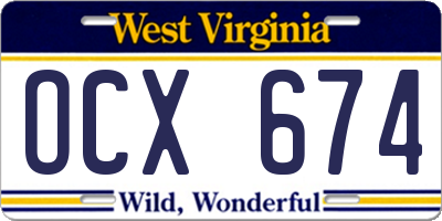WV license plate OCX674