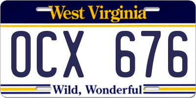 WV license plate OCX676