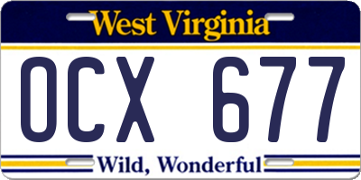 WV license plate OCX677