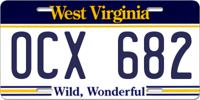 WV license plate OCX682