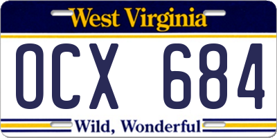 WV license plate OCX684