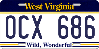 WV license plate OCX686