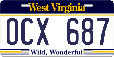 WV license plate OCX687