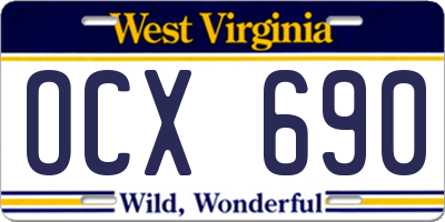 WV license plate OCX690