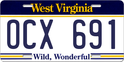 WV license plate OCX691