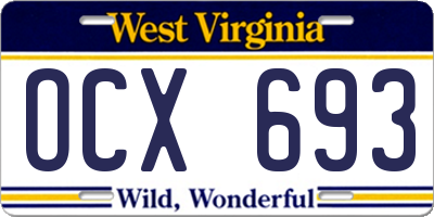 WV license plate OCX693