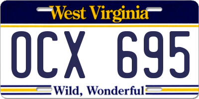 WV license plate OCX695
