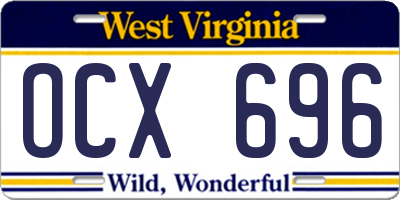 WV license plate OCX696