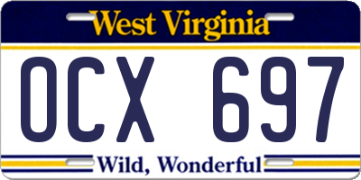 WV license plate OCX697