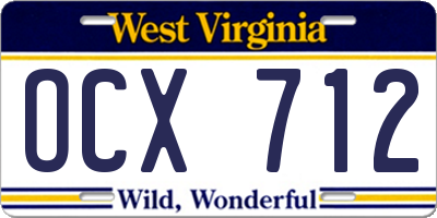 WV license plate OCX712