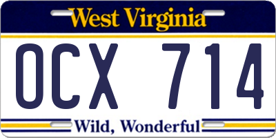 WV license plate OCX714
