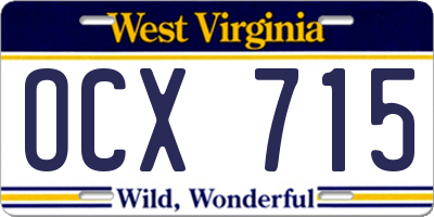 WV license plate OCX715