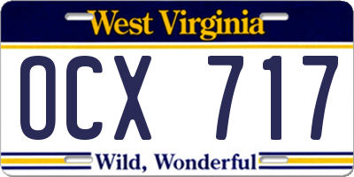WV license plate OCX717