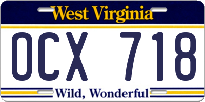 WV license plate OCX718