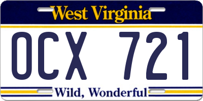 WV license plate OCX721