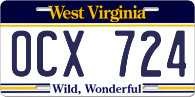 WV license plate OCX724