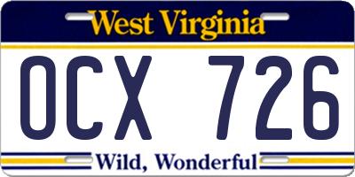 WV license plate OCX726