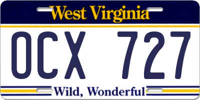 WV license plate OCX727