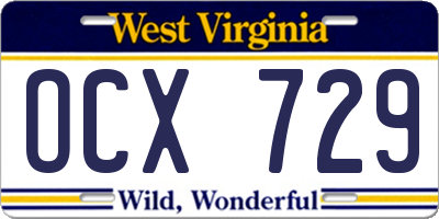 WV license plate OCX729