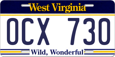 WV license plate OCX730