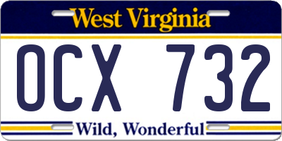 WV license plate OCX732