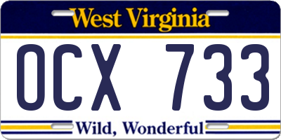WV license plate OCX733