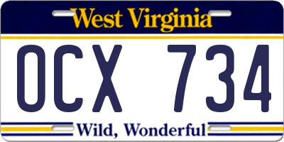 WV license plate OCX734