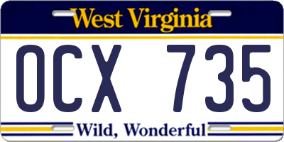 WV license plate OCX735