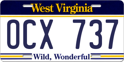 WV license plate OCX737