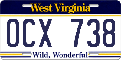 WV license plate OCX738