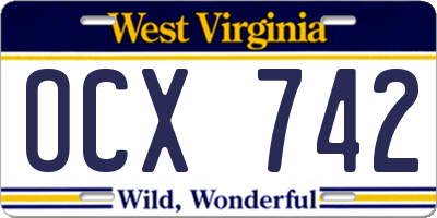 WV license plate OCX742