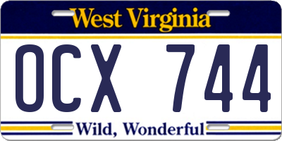 WV license plate OCX744